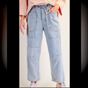 NWT EASEL STRIPED DENIM PANTS IN SIZE MEDIUM